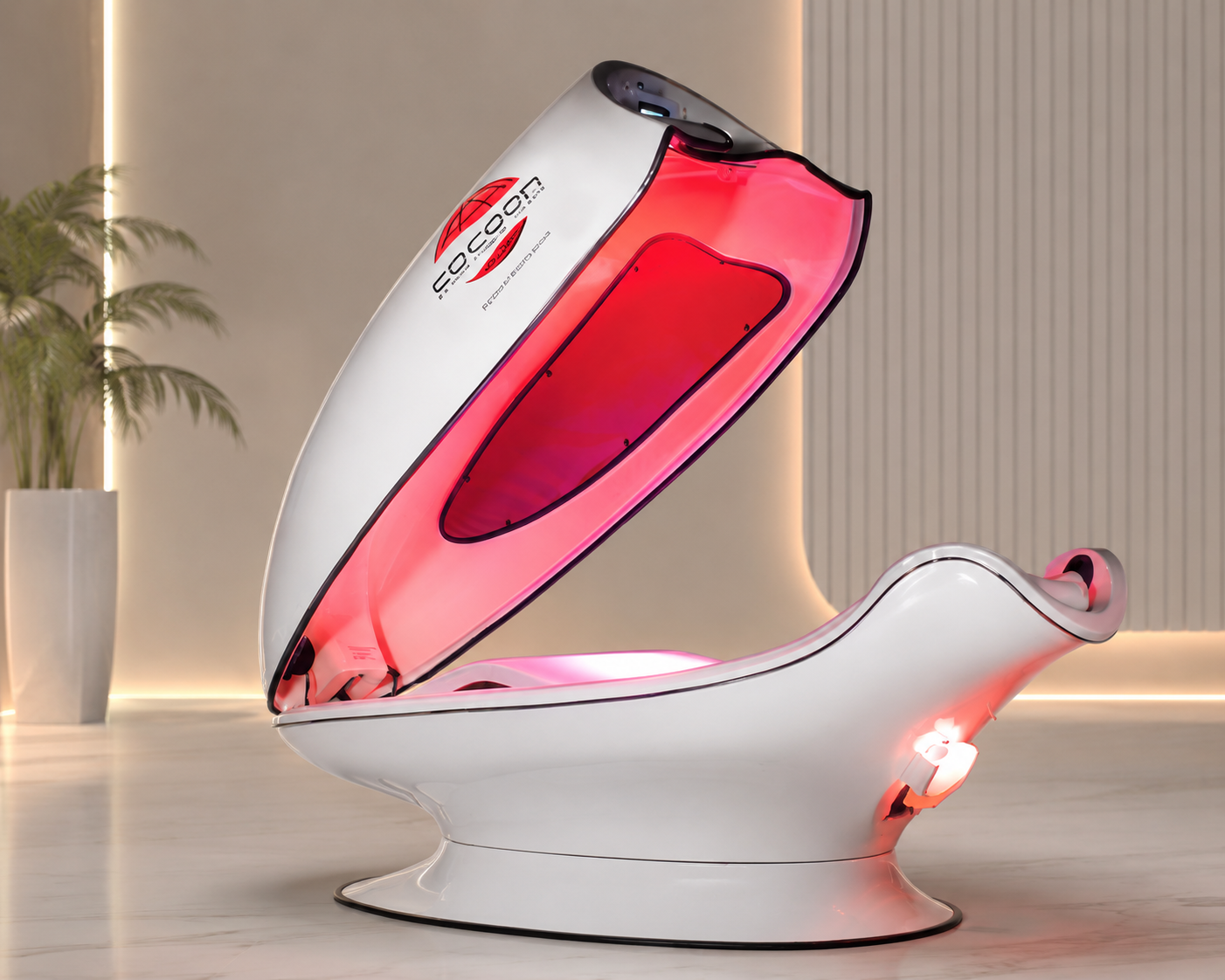 Cocoon Deluxe Fitness Pod — full-body red light therapy chamber